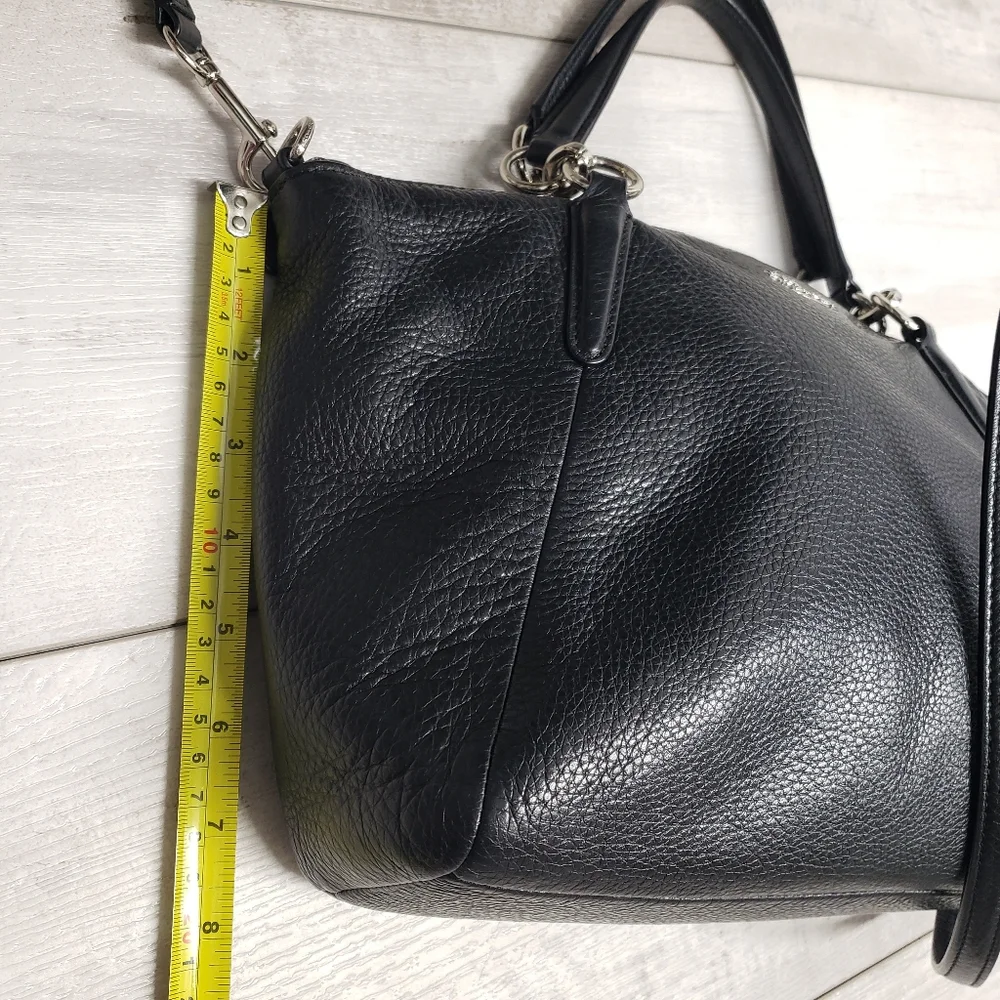 Coach F36675 Pebble Leather Kelsey Satchel Handbag Black with Silver Hardware - Picture 11 of 16